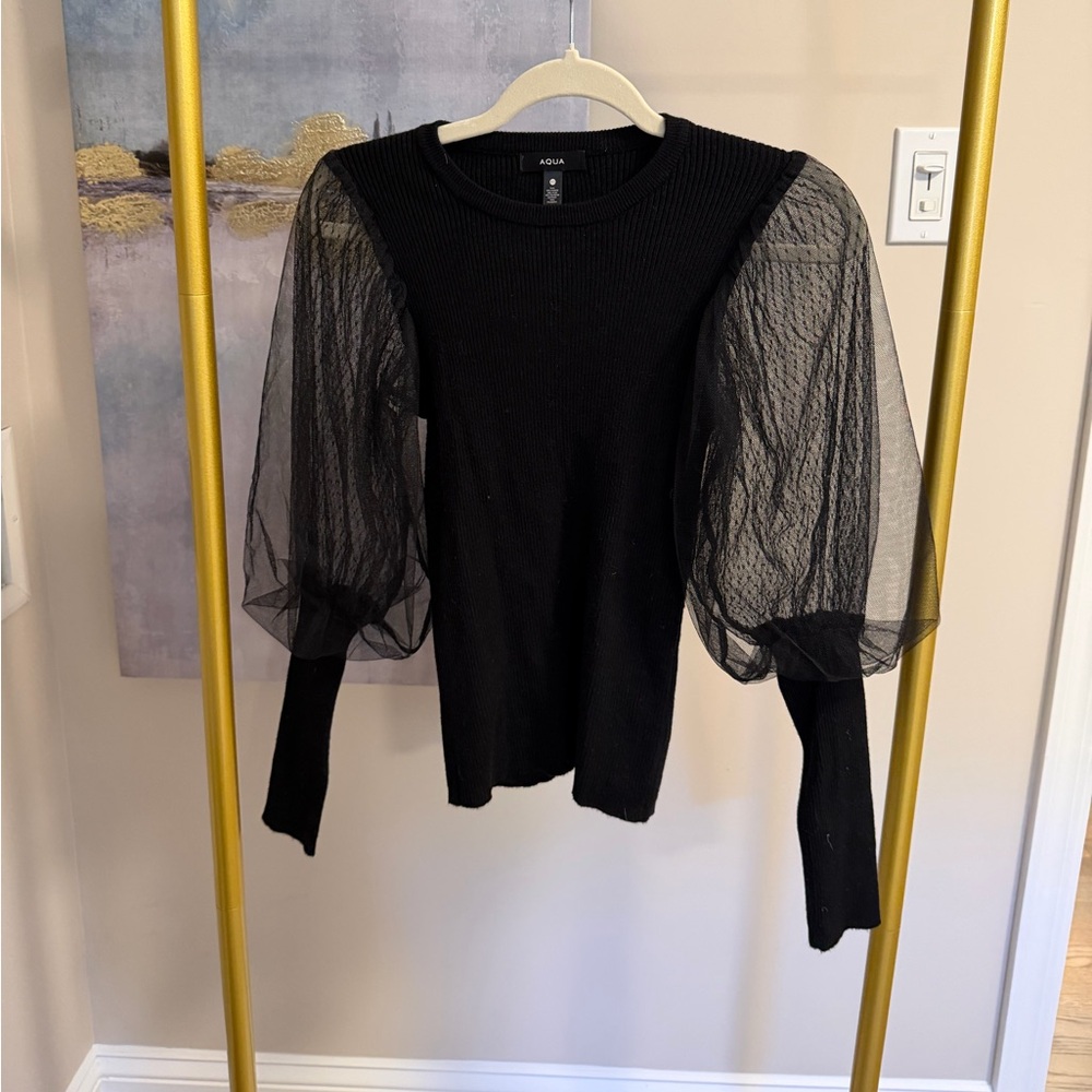 Aqua black Ribbed Sweater
